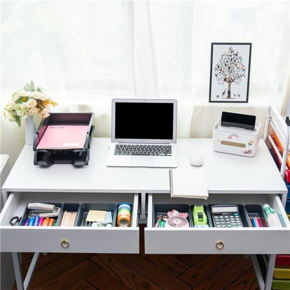 Drawer Organizer Tray 13 PCS Office Desk Kitchen Bathroom Storage Bins Plastic S - Picture 2 of 7